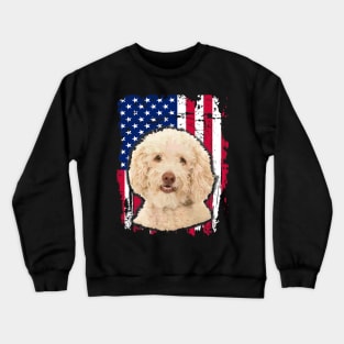 Poodle Us Flag 4Th Of July Crewneck Sweatshirt